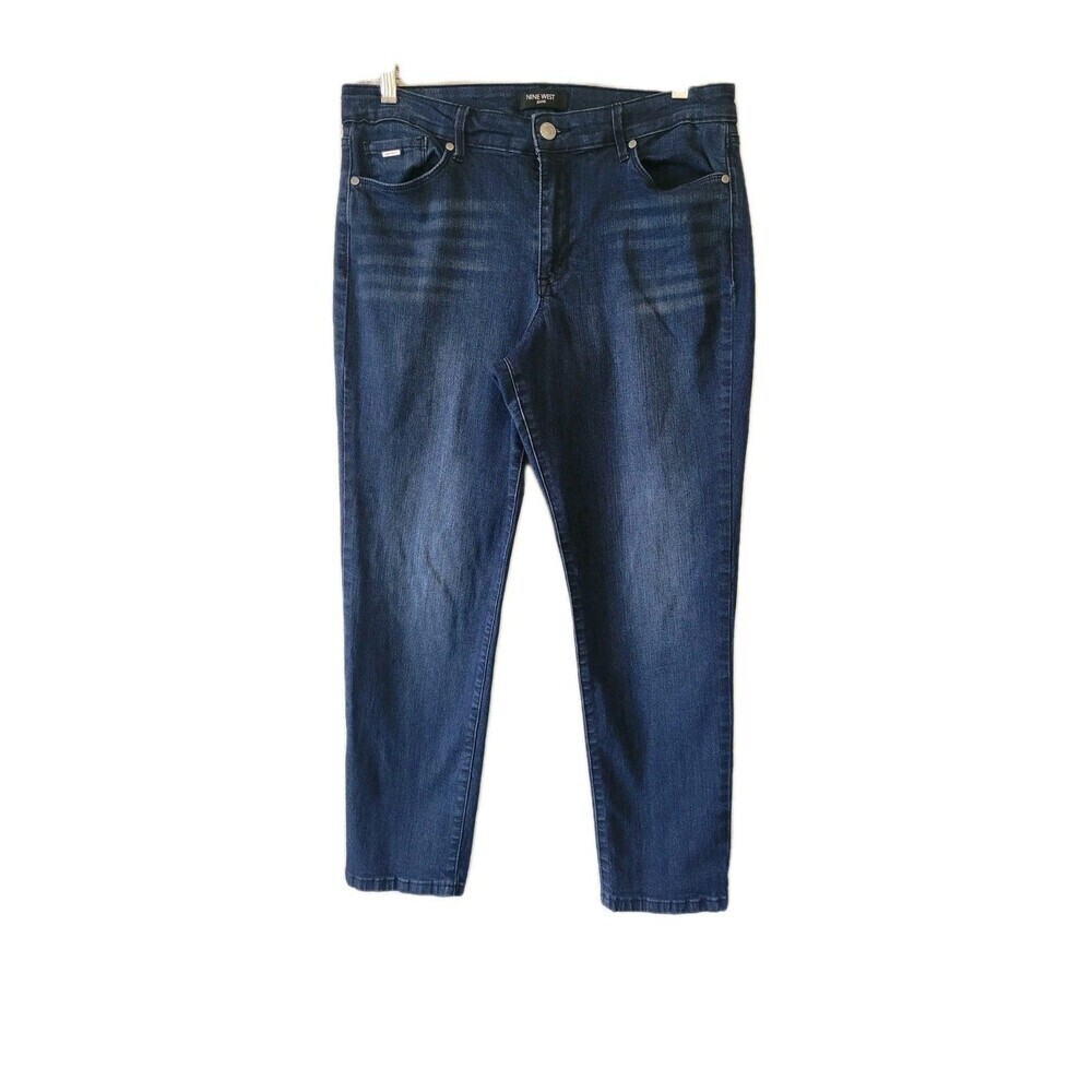 Nine West Jeans Gramercy Skinny Ankle Womens Mid Rise Stretch Blue Jeans Size 14